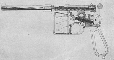 Mauser C96 automatic pistol left side phantom at rest